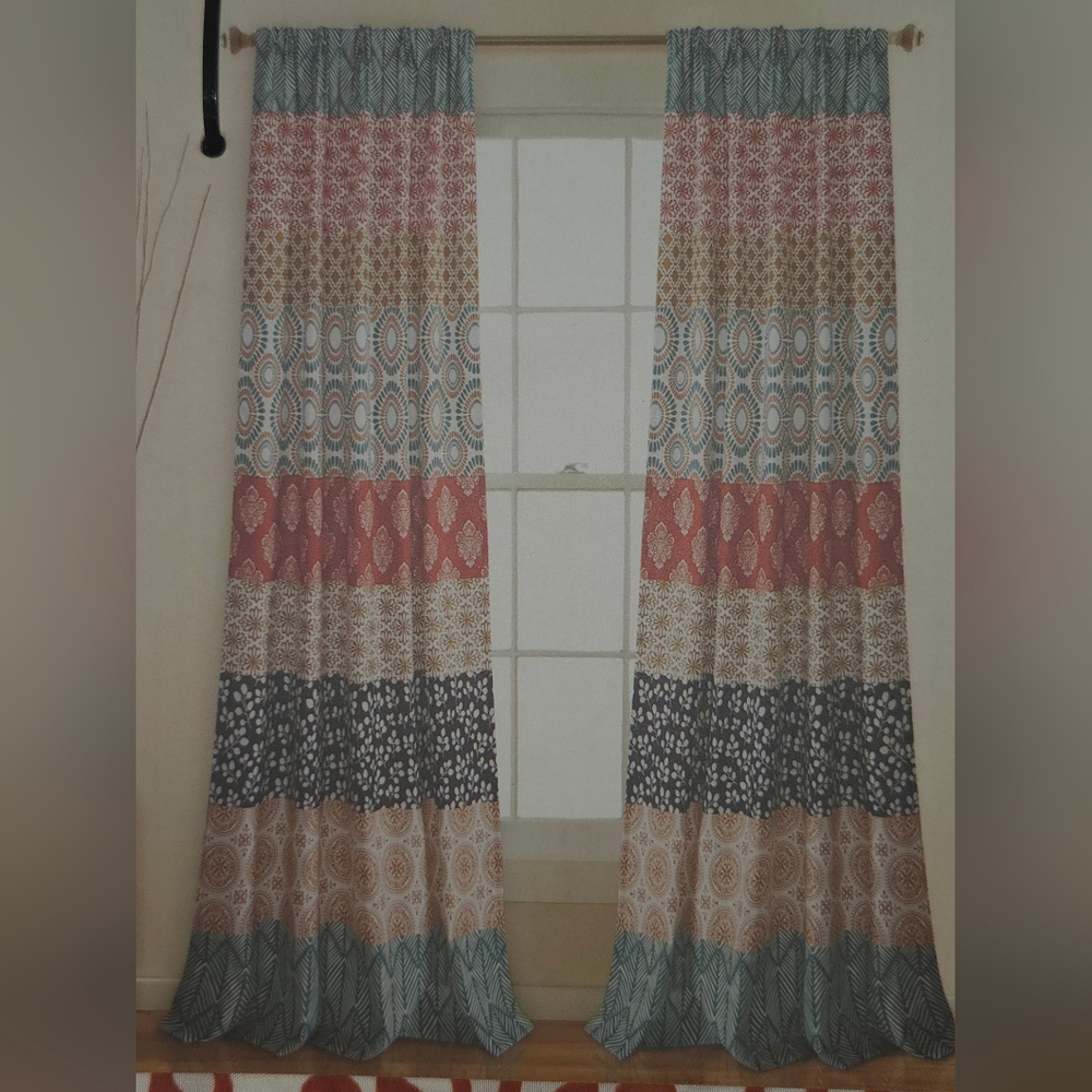 Lush Decor Set of 2 (95"x52") Bohemian Striped Light Filtering Curtain Panels